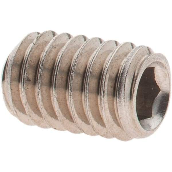 Made in USA - 5/16-18 UNC, 1/2" OAL, Cup Point Set Screw - Grade 18-8 Stainless Steel, 5/32" Key - Apex Tool & Supply
