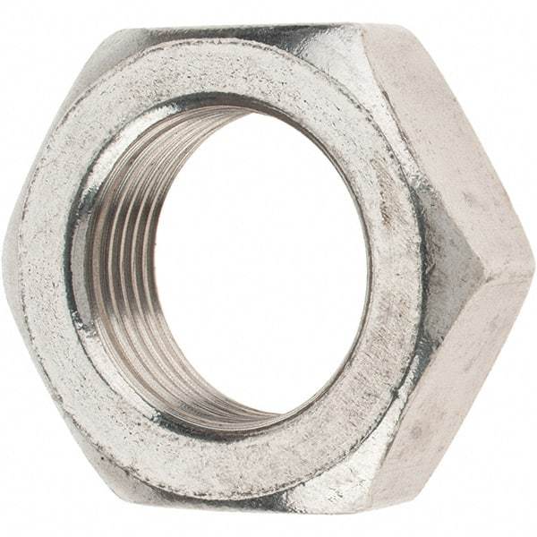 Value Collection - 1-14 UNC Stainless Steel Right Hand Hex Jam Nut - 1-1/2" Across Flats, 35/64" High - Apex Tool & Supply