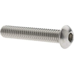 Made in USA - 5/16-18 UNC Hex Socket Drive, Button Screw - Grade 18.8 Stainless Steel, Fully Threaded, 1-3/4" Length Under Head - Apex Tool & Supply