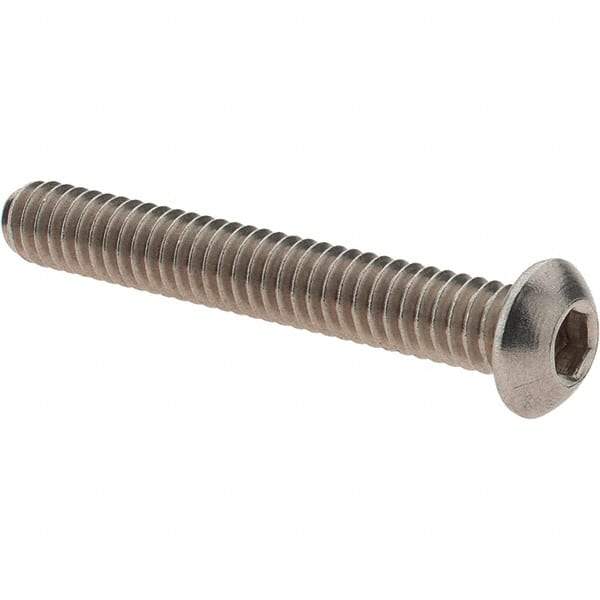 Value Collection - 1/4-20 UNC Hex Socket Drive, Button Screw - Grade 18.8 Stainless Steel, Fully Threaded, 1-3/4" Length Under Head - Apex Tool & Supply