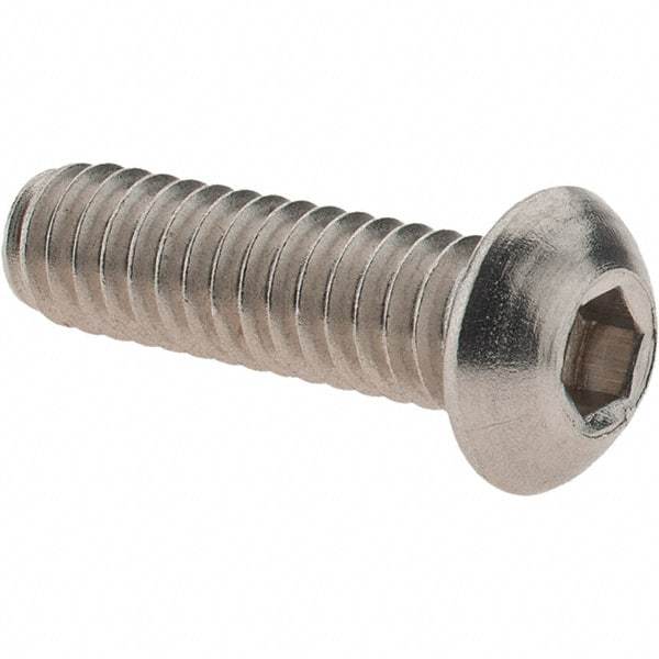 Value Collection - 1/4-20 UNC Hex Socket Drive, Button Screw - Grade 18.8 Stainless Steel, Fully Threaded, 7/8" Length Under Head - Apex Tool & Supply