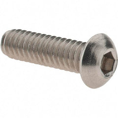 Value Collection - 1/4-20 UNC Hex Socket Drive, Button Screw - Grade 18.8 Stainless Steel, Fully Threaded, 7/8" Length Under Head - Apex Tool & Supply