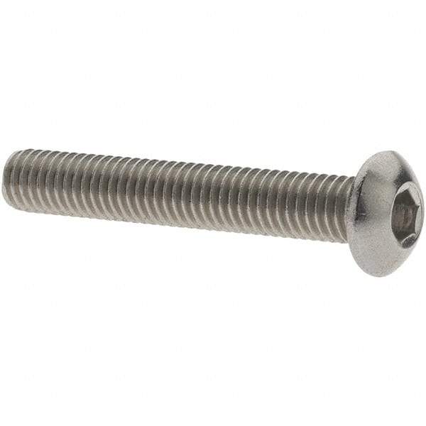 Value Collection - #10-32 UNF Hex Socket Drive, Button Screw - Grade 18.8 Stainless Steel, Fully Threaded, 1-1/4" Length Under Head - Apex Tool & Supply