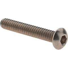 Value Collection - #10-24 UNC Hex Socket Drive, Button Screw - Grade 18.8 Stainless Steel, Fully Threaded, 1-1/4" Length Under Head - Apex Tool & Supply