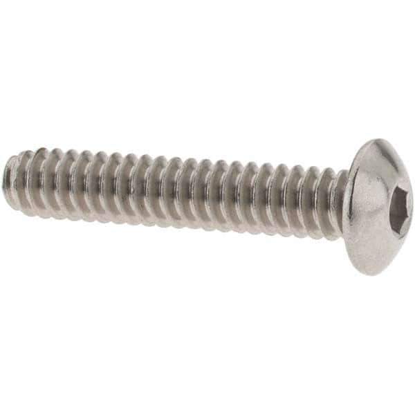Value Collection - #6-32 UNC Hex Socket Drive, Button Screw - Grade 18-8 Stainless Steel, 3/4" Length Under Head - Apex Tool & Supply