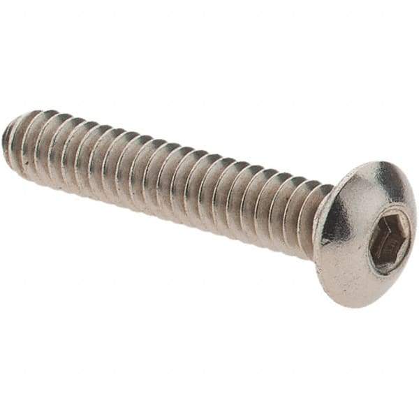 Made in USA - #4-40 UNC Hex Socket Drive, Button Screw - Grade 18.8 Stainless Steel, Fully Threaded, 5/8" Length Under Head - Apex Tool & Supply