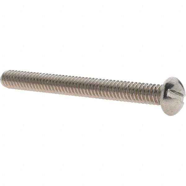 Value Collection - 1/4-20 UNC, 2-1/2" Length Under Head Slotted Drive Machine Screw - Round Head, Grade 18-8 Stainless Steel, Uncoated, Without Washer - Apex Tool & Supply