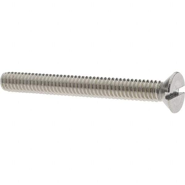 Value Collection - #12-24 UNC, 2" OAL Slotted Drive Machine Screw - Flat Head, Grade 18-8 Stainless Steel, Uncoated, Without Washer - Apex Tool & Supply