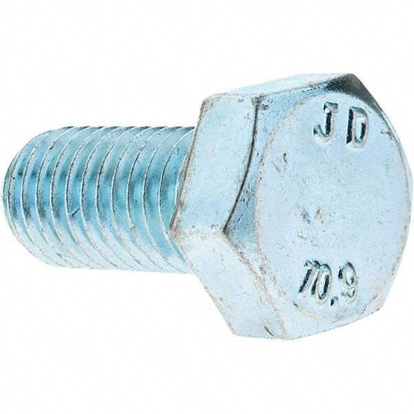 Value Collection - M12x1.75mm Metric Coarse, 25mm Length Under Head Hex Head Cap Screw - Fully Threaded, Grade 10.9 Steel, Zinc-Plated Finish, 19mm Hex - Apex Tool & Supply