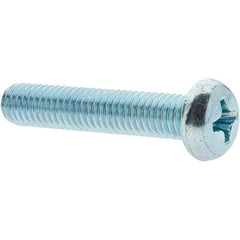 Value Collection - M5x0.80, 25mm Length Under Head Phillips Drive Machine Screw - Pan Head, Grade 4.8 Steel, Zinc-Plated Finish, Without Washer - Apex Tool & Supply