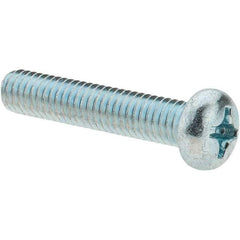 Value Collection - M6x1.00, 30mm Length Under Head Phillips Drive Machine Screw - Pan Head, Grade 4.8 Steel, Zinc-Plated Finish, Without Washer - Apex Tool & Supply
