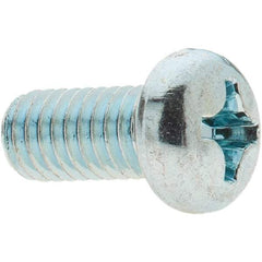 Value Collection - M6x1.00, 12mm Length Under Head Phillips Drive Machine Screw - Pan Head, Grade 4.8 Steel, Zinc-Plated Finish, Without Washer - Apex Tool & Supply