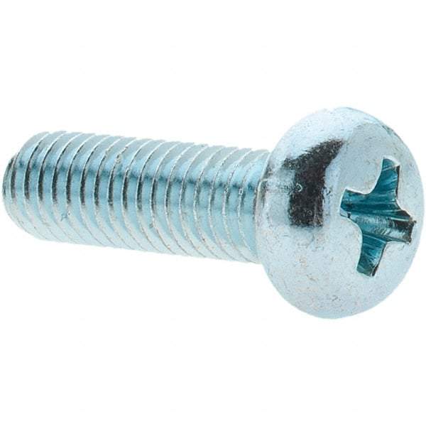 Value Collection - M5x0.80, 16mm Length Under Head Phillips Drive Machine Screw - Pan Head, Grade 4.8 Steel, Zinc-Plated Finish, Without Washer - Apex Tool & Supply