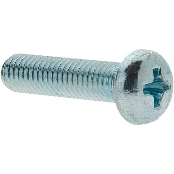Value Collection - M5x0.80, 20mm Length Under Head Phillips Drive Machine Screw - Pan Head, Grade 4.8 Steel, Zinc-Plated Finish, Without Washer - Apex Tool & Supply