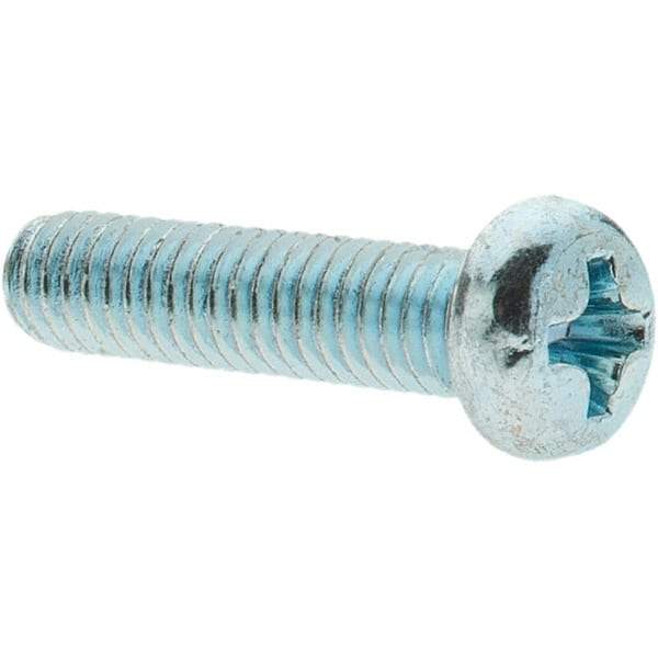 Value Collection - M4x0.70, 16mm Length Under Head Phillips Drive Machine Screw - Pan Head, Grade 4.8 Steel, Zinc-Plated Finish, Without Washer - Apex Tool & Supply