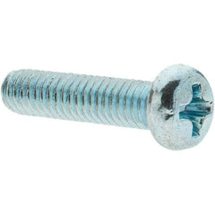 Value Collection - M4x0.70, 16mm Length Under Head Phillips Drive Machine Screw - Pan Head, Grade 4.8 Steel, Zinc-Plated Finish, Without Washer - Apex Tool & Supply