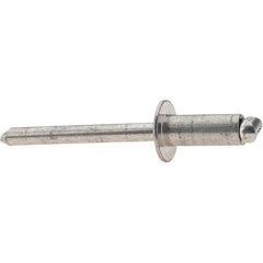 Value Collection - Size 86 Dome Head Stainless Steel Open End Blind Rivet - Stainless Steel Mandrel, 0.251" to 3/8" Grip, 1/2" Head Diam, 0.257" to 0.261" Hole Diam, 6250" Length Under Head, 1/4" Body Diam - Apex Tool & Supply