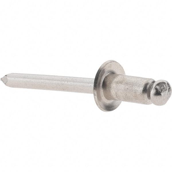 Value Collection - Size 84 Dome Head Stainless Steel Open End Blind Rivet - Stainless Steel Mandrel, 0.062" to 1/4" Grip, 1/2" Head Diam, 0.257" to 0.261" Hole Diam, 1/2" Length Under Head, 1/4" Body Diam - Apex Tool & Supply
