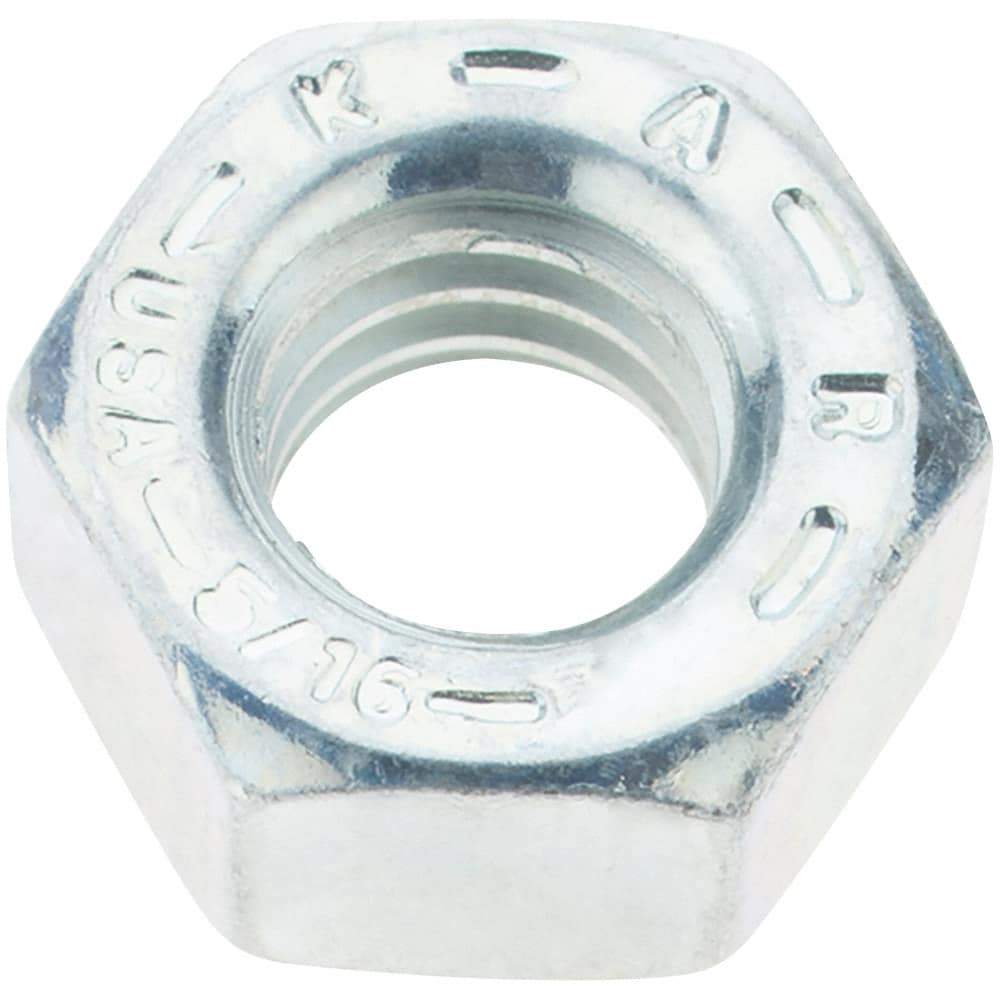 Value Collection - 5/16-18 UNC Steel Right Hand Hex Nut - 1/2" Across Flats, 17/64" High, Zinc Yellow Dichromate Finish - Apex Tool & Supply