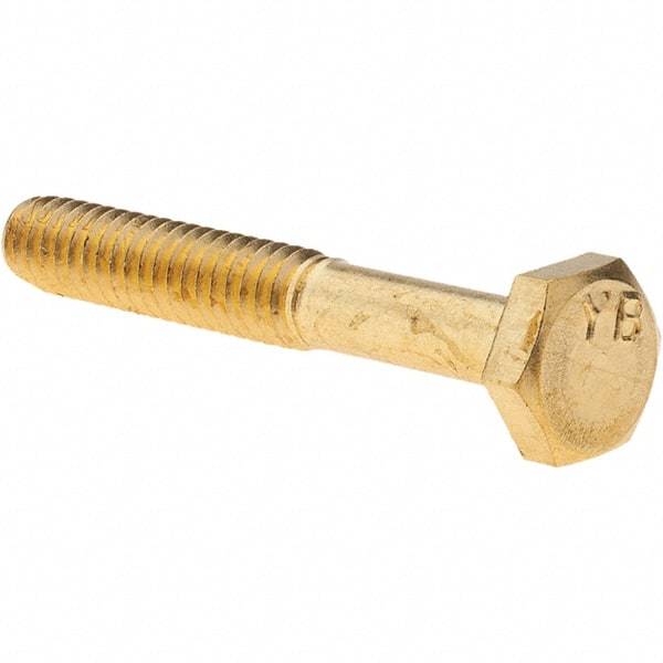 Value Collection - 1/4-20 UNC, 1-3/4" Length Under Head Hex Head Cap Screw - Brass, 7/16" Hex - Apex Tool & Supply