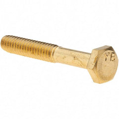 Value Collection - 1/4-20 UNC, 1-3/4" Length Under Head Hex Head Cap Screw - Brass, 7/16" Hex - Apex Tool & Supply