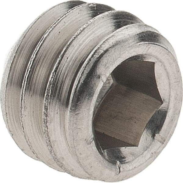 Made in USA - 5/16-18 UNC, 1/4" OAL, Cup Point Set Screw - Grade 316 Stainless Steel, 3/32" Key - Apex Tool & Supply