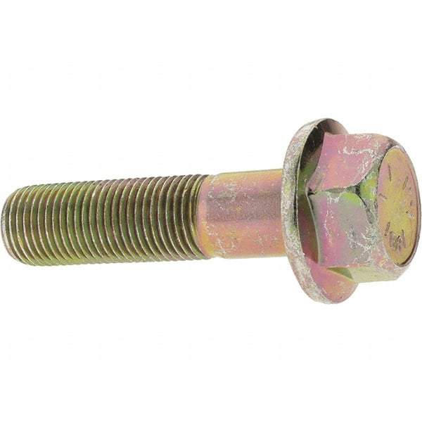 Value Collection - 1/2-20 UNF, 2" Length Under Head, Hex Drive Flange Bolt - 1-1/4" Thread Length, Grade 8 Alloy Steel, Smooth Flange, Zinc-Plated Finish - Apex Tool & Supply
