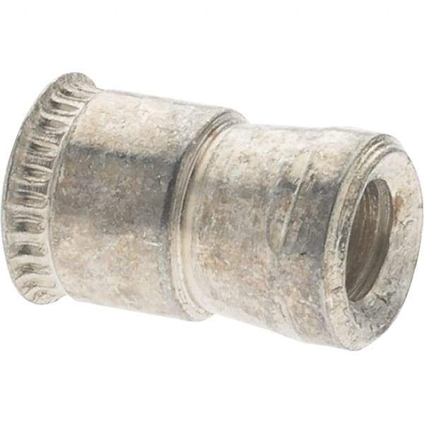 Value Collection - #6-32 UNC, Cadmium-Plated, Steel Knurled Rivet Nut Inserts - 0.03" to 0.09" Grip, 7/32" Drill Size, 0.24" Body Diam - Apex Tool & Supply