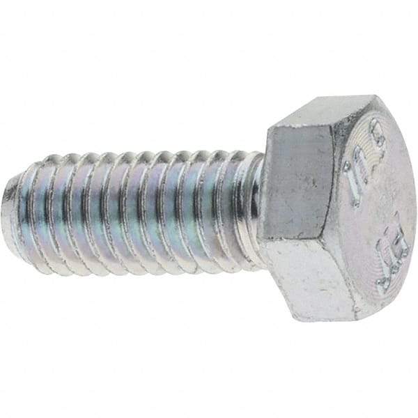 Value Collection - M5x0.80mm Metric Coarse, 12mm Long Hex Head Cap Screw - Fully Threaded, Grade 10.9 Steel, Zinc-Plated Finish, 8mm Hex - Apex Tool & Supply