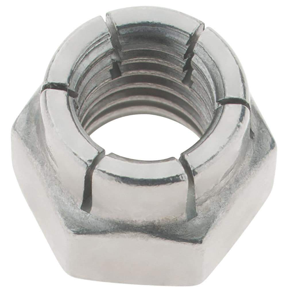 Value Collection - 3/8-16 UNC 18-8 Hex Lock Nut with Expanding Flex Top - Uncoated, Meets Military Specifications - Apex Tool & Supply