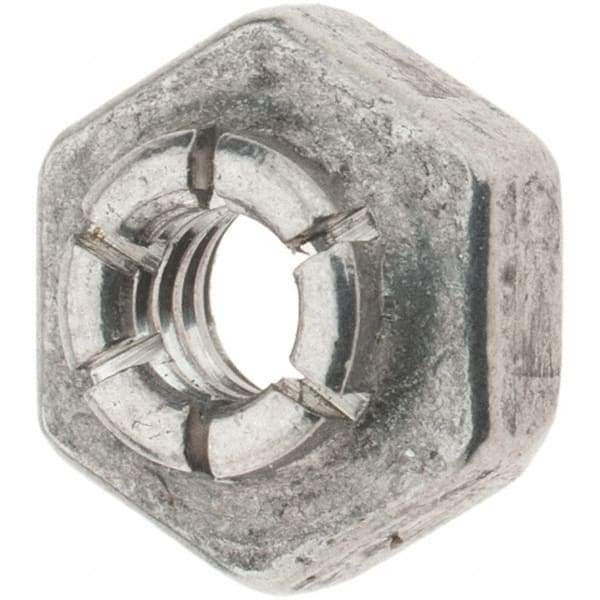 Value Collection - #6-32 UNJC 18-8 Hex Lock Nut with Expanding Flex Top - 5/16" Width Across Flats, 3/16" High, Uncoated, Meets Military Specifications - Apex Tool & Supply