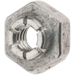 Value Collection - #6-32 UNJC 18-8 Hex Lock Nut with Expanding Flex Top - 5/16" Width Across Flats, 3/16" High, Uncoated, Meets Military Specifications - Apex Tool & Supply