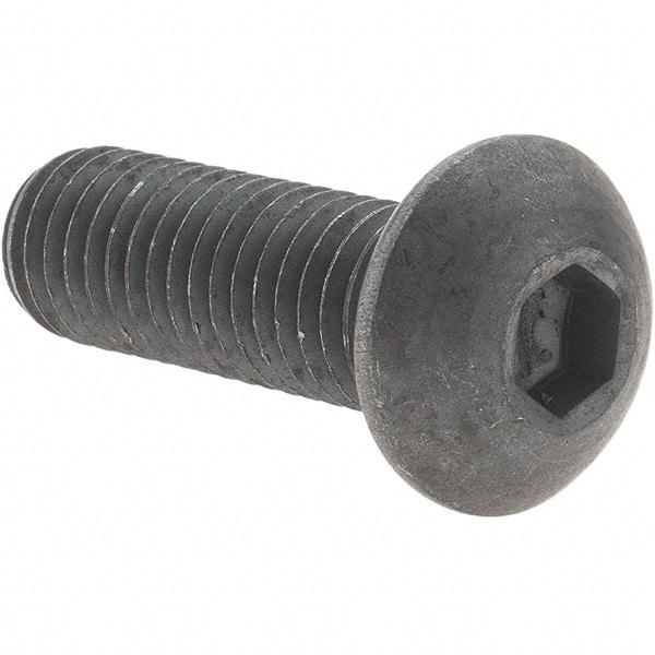 Value Collection - M10x1.50 Metric Coarse Hex Socket Drive, Button Screw - Grade 12.9 Alloy Steel, Black Oxide Finish, Fully Threaded, 30mm Length Under Head - Apex Tool & Supply