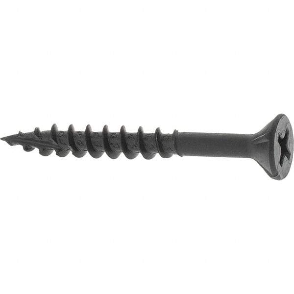 Buildex - #8, 1-1/2" OAL, Phillips Drive Flat Head, Steel Drywall Screws - Black Oxide Finish, Grade 2 - Apex Tool & Supply