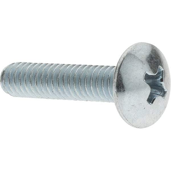 Value Collection - #8-32 UNC, 3/4" Length Under Head Phillips Drive Machine Screw - Truss Head, Grade 2 Steel, Zinc-Plated Finish, Without Washer - Apex Tool & Supply