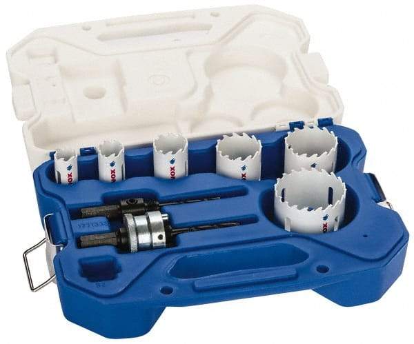 Lenox - 8 Piece, 3/4" to 2-1/4" Saw Diam, Plumber's Hole Saw Kit - Carbide-Tipped, Toothed Edge, Pilot Drill Model No. 123CT, Includes 6 Hole Saws - Apex Tool & Supply