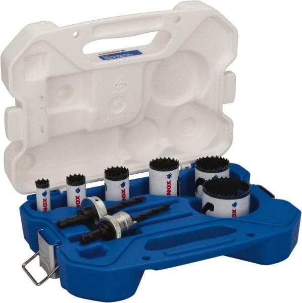 Lenox - 8 Piece, 5/8" to 2-1/8" Saw Diam, Refrigerator Repair Hole Saw Kit - Bi-Metal, Pilot Drill Model No. 56PD, Includes 6 Hole Saws - Apex Tool & Supply