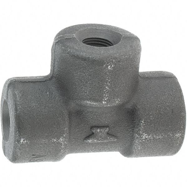 Made in USA - Size 1/8", Class 3,000, Forged Carbon Steel Black Pipe Tee - 3,000 psi, Threaded End Connection - Apex Tool & Supply