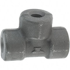 Made in USA - Size 1/8", Class 3,000, Forged Carbon Steel Black Pipe Tee - 3,000 psi, Threaded End Connection - Apex Tool & Supply