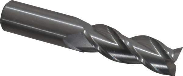 Kennametal - 5/8", 1-5/8" LOC, 5/8" Shank Diam, 3-1/2" OAL, 3 Flute, Solid Carbide Square End Mill - Single End, Uncoated, Spiral Flute, 37° Helix, Centercutting, Right Hand Cut, Right Hand Flute, Series AADE - Apex Tool & Supply