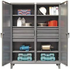 Strong Hold - 6 Shelf 6 Bin Locking Storage Cabinet - Steel, 60" Wide x 24" Deep x 78" High, Dark Gray - Apex Tool & Supply