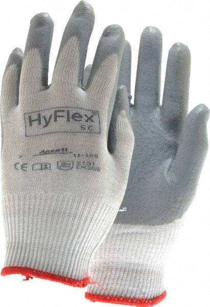 Ansell - Size S (7) Nitrile Coated X-Static Yarn General Protection Work Gloves - For Static Control, Palm & Fingers Coated, Knit Wrist Cuff, Full Fingered, Gray, Paired - Apex Tool & Supply