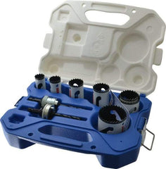 Lenox - 9 Piece, 7/8" to 2-1/8" Saw Diam, Contractor's Hole Saw Kit - Bi-Metal, Includes 7 Hole Saws - Apex Tool & Supply