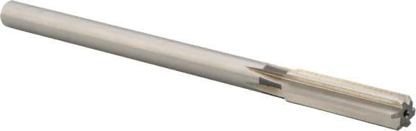 Union Butterfield - 1/2" High Speed Steel 6 Flute Chucking Reamer - Straight Flute, 0.4355" Straight Shank, 2" Flute Length, 8" OAL - Apex Tool & Supply