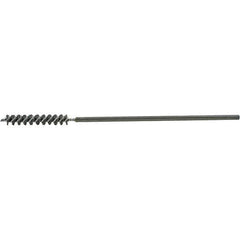 Brush Research Mfg. - 5/16" Diam Helical Steel Tube Brush - Single Spiral, 0.008" Filament Diam, 2-1/2" Brush Length, 9-1/2" OAL, 0.219" Diam Galvanized Steel Shank - Apex Tool & Supply