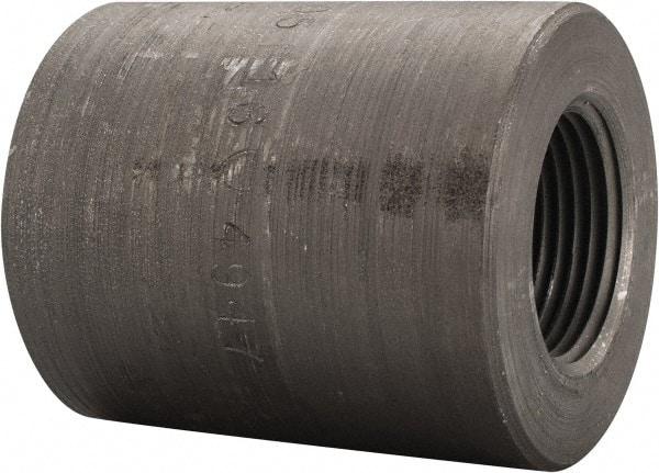 Made in USA - Size 1-1/4 x 1", Class 3,000, Forged Carbon Steel Black Pipe Reducing Coupling - 3,000 psi, Threaded End Connection - Apex Tool & Supply