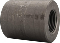 Made in USA - Size 1-1/4 x 1", Class 3,000, Forged Carbon Steel Black Pipe Reducing Coupling - 3,000 psi, Threaded End Connection - Apex Tool & Supply