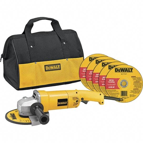 DeWALT - 7" Wheel Diam, 8,000 RPM, Corded Angle & Disc Grinder - 5/8-11 Spindle, 120 Volts, 13 Amps - Apex Tool & Supply