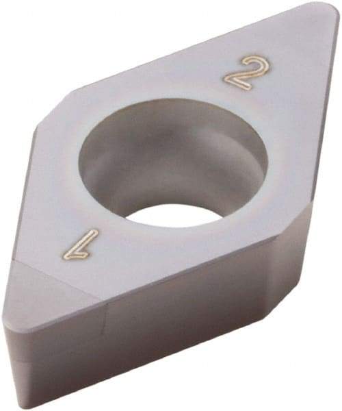 Seco - DCGW32.51 Grade CBN060K PCBN Turning Insert - TiSiAlN Finish, 55° Diamond, 3/8" Inscr Circle, 5/32" Thick, 1/64" Corner Radius - Apex Tool & Supply