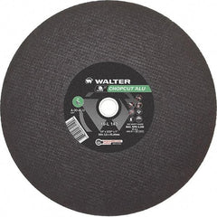 WALTER Surface Technologies - 14" 30 Grit Aluminum Oxide Cutoff Wheel - 3/32" Thick, 1" Arbor, 4,400 Max RPM, Use with Chop Saws - Apex Tool & Supply